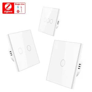 Tuya Smart Light Switch EU Standard - WiFi & Zigbee 3.0 Wall Switch, No Neutral Wire Required, 1/2/3 Gang Touch Sensor, Compatible with Smart Life, Alexa & Google Home