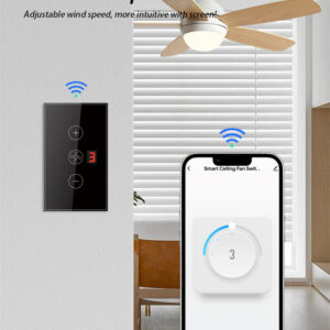 Tuya Smart WiFi Fan Switch US Standard - Ceiling Fan Speed Controller with  Level Display